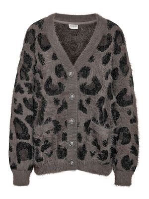 NMFLYNN L/S V-NECK KNIT CARDIGAN NOOS Charcoal Gray-LEO