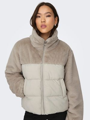 ONLWANJA FUR PUFFER MIX JACKET NOOS OTW Moonbeam