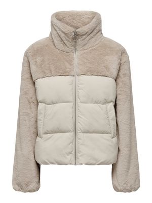 ONLWANJA FUR PUFFER MIX JACKET NOOS OTW Moonbeam