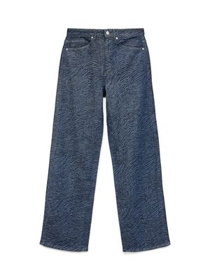 VMTESSA HR WIDE PATTERN MIX JEANS RA369 Medium Blue Denim-ZEBRA
