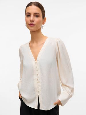 VMFASANA L/S V-NECK SHIRT WVN BTQ GA Birch