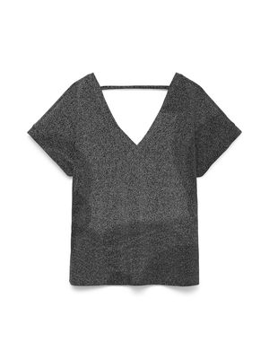 VMHOXANNE S/S V-NECK TOP JRS BTQ Black-BLACK LUREX