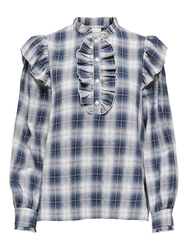 ONLFIGA L/S FLOUNCE TOP WVN Cloud Dancer-NIGHT SKY