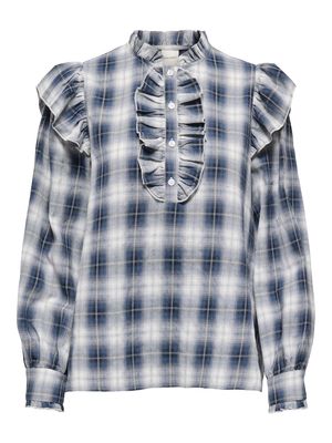 ONLFIGA L/S FLOUNCE TOP WVN Cloud Dancer-NIGHT SKY