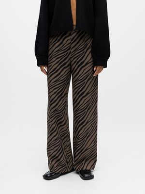 OBJALBA LISA WIDE PANT PRINT NOOS Black-Morel tiger graphic