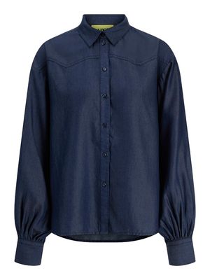 JXDEBBY CHAMBRAY LS BALLOON SHIRT WVN Dark Medium Blue Den