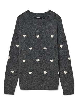 VMDOFFY INTARSIA LS O-NCK PULLOV GA NOOS Dark Grey Melange-W. WHITE HEA