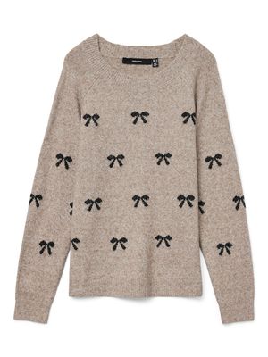 VMDOFFY INTARSIA LS O-NCK PULLOV GA NOOS Moon Rock-W. BLACK BOWS