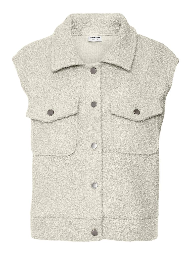NMHINNY S/L BOUCLE VEST Birch/DARK METAL LOG
