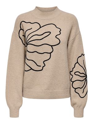 JDYJELLA L/S FLOWER PULLOVER KNT NOOS Cement-MELANGE