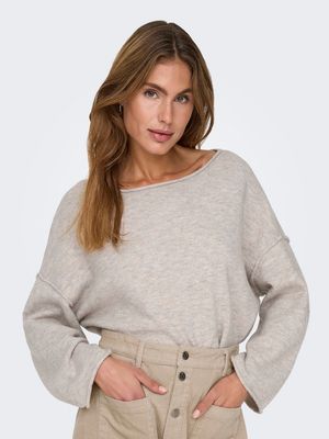 JDYRUE LIFE L/S BOAT NECK PULL KNT NOOS Chateau Gray-MELANGE