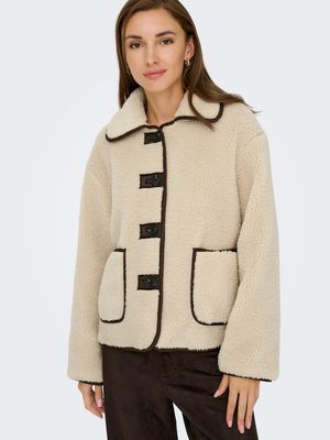 JDYNOELLA LIFE TEDDY JACKET OTW NOOS Cement