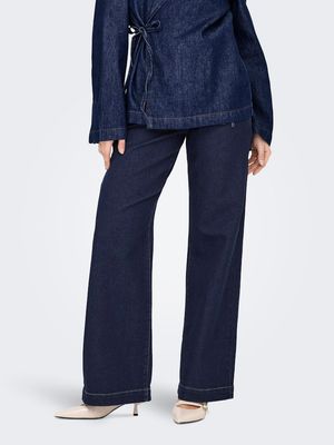 ONLMADELINE BUTTON HW WIDE DNM GUA Dark Blue Denim