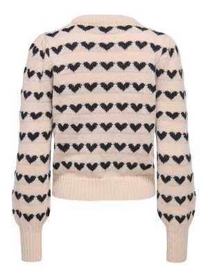 JDYSIGRID LIFE L/S ON PUFF PULL KNT NOOS Cement/W. BLACK HEAR