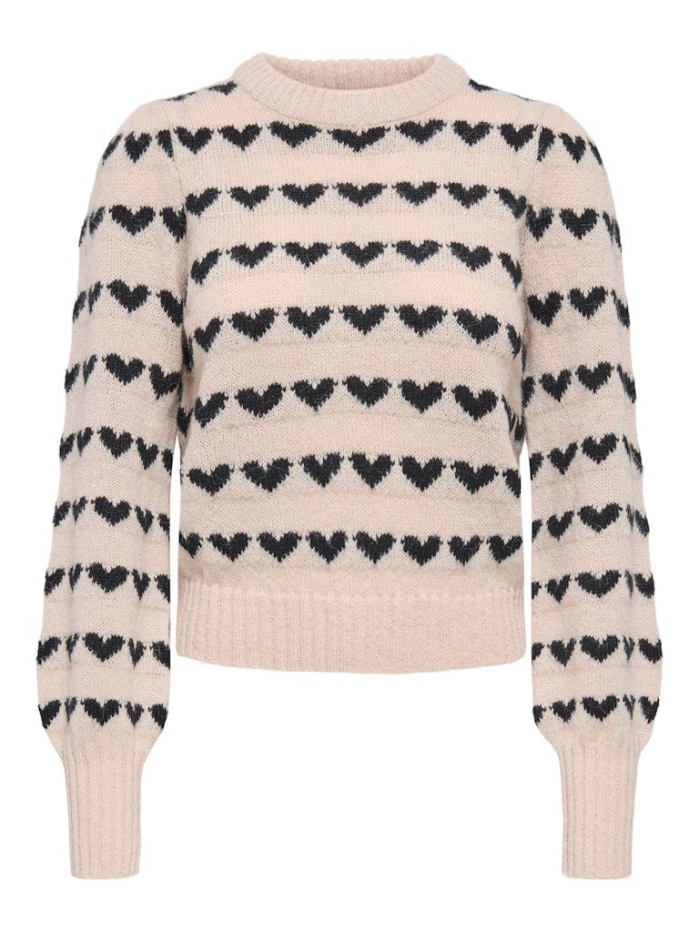 JDYSIGRID LIFE L/S ON PUFF PULL KNT NOOS Cement/W. BLACK HEAR