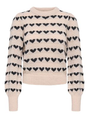 JDYSIGRID LIFE L/S ON PUFF PULL KNT NOOS Cement/W. BLACK HEAR