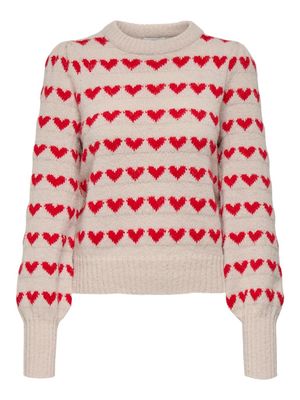 JDYSIGRID LIFE L/S ON PUFF PULL KNT NOOS Cement/W. MARS RED H