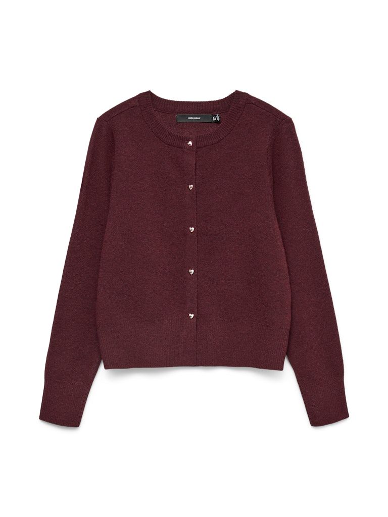 VMKACY LS O-NECK CARDIGAN Winetasting-W. MELANGE