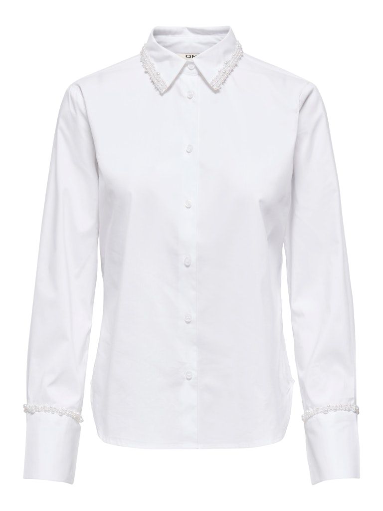 ONLBECS PEARL FITTED SHIRT WVN Cloud Dancer-PEARLS