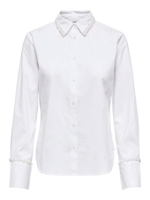 ONLBECS PEARL FITTED SHIRT WVN Cloud Dancer-PEARLS