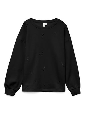 VMFATILDA L/S SWEATSHIRT JRS BTQ Black-TONE-IN-TONE PEARLS