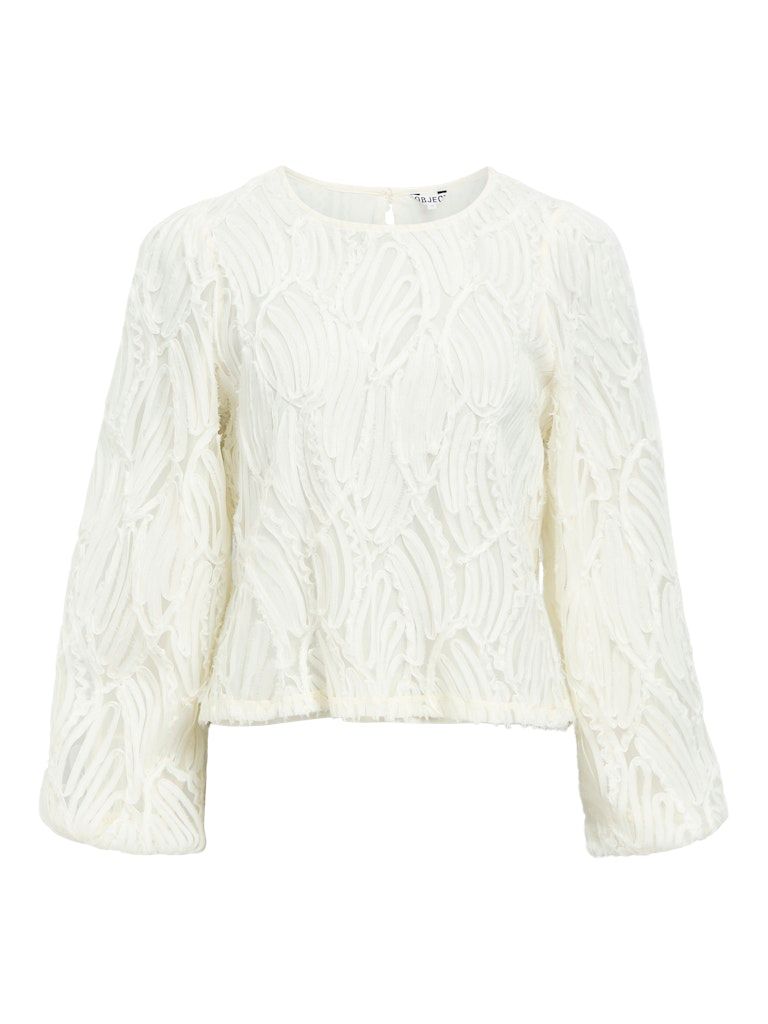 OBJLUCIE L/S RE O-NECK TOP NOOS White Sand