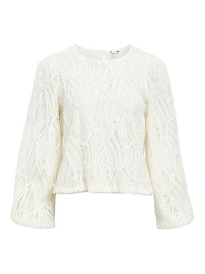 OBJLUCIE L/S RE O-NECK TOP NOOS White Sand