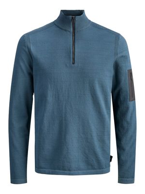 JCOMACE KNIT HALF ZIP SMU Orion Blue/Melange