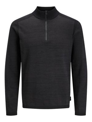JCOMACE KNIT HALF ZIP SMU Black-Melange