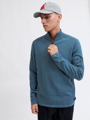 JCOMACE KNIT HALF ZIP SMU Orion Blue/Melange