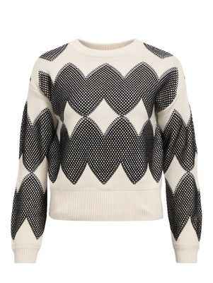 OBJOLYMPIA L/S RE KNIT O-PULLOV 141 DIV White Sand/Black