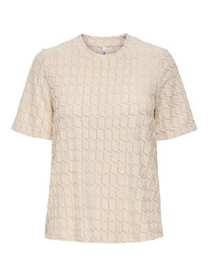 ONLINES LIFE 2/4 O-NECK GLITTER TOP JRS Birch-Rose gold glitter