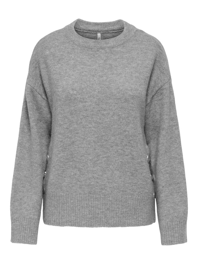 ONLRENE LIFE LS BUTTON O-NECK CC KNT Medium Grey Melange-Silver But