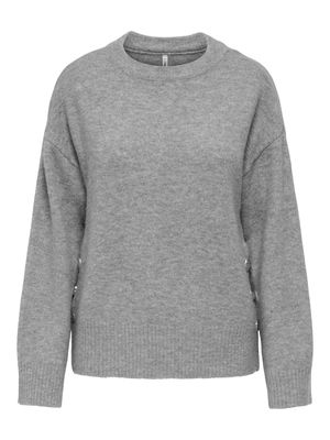 ONLRENE LIFE LS BUTTON O-NECK CC KNT Medium Grey Melange-Silver But