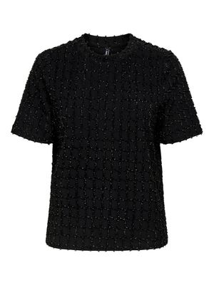 ONLINES LIFE 2/4 O-NECK GLITTER TOP JRS Black-Gold glitter
