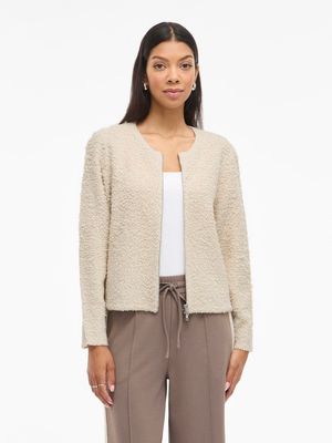 VIPAZA O-NECK L/S ZIPPER KNIT CARDIGAN Birch