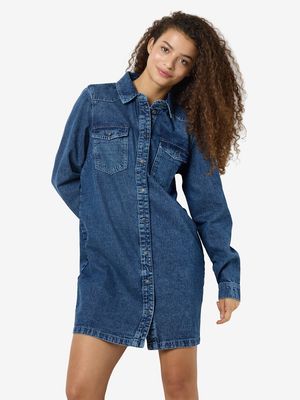 NMNEW SIGNE L/S DENIM DRESS VI002MB NOOS Medium Blue Denim