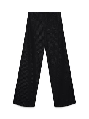VMBERLIN MW WIDE GLITTER PANT NOOS Black-GLITTER PINSTR
