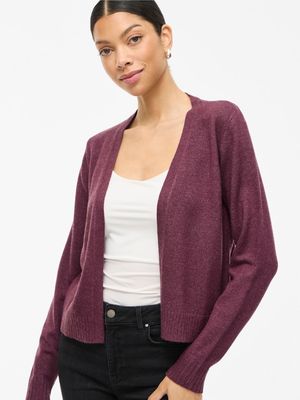 VIRIL SHORT L/S KNIT CARDIGAN-NOOS Fig/DARK MELANGE