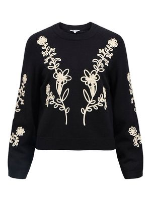 OBJLANEY RUBIN LS PULLOVER NOOS Black-Sandshell floral emb