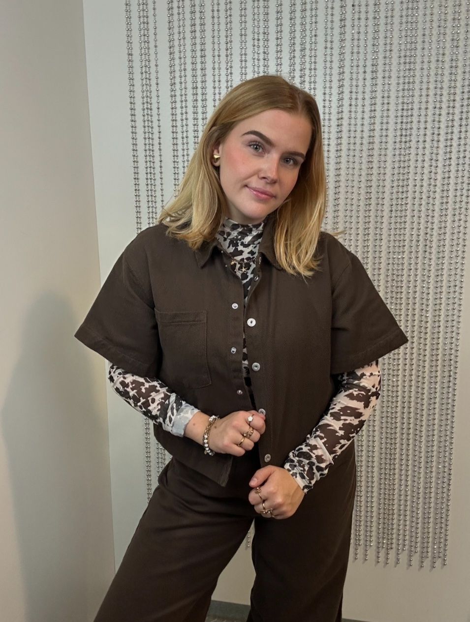 PCSAVANNA MW PULL UP DENIM PANT Hot Fudge