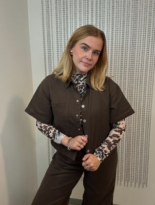 PCSAVANNA MW PULL UP DENIM PANT Hot Fudge