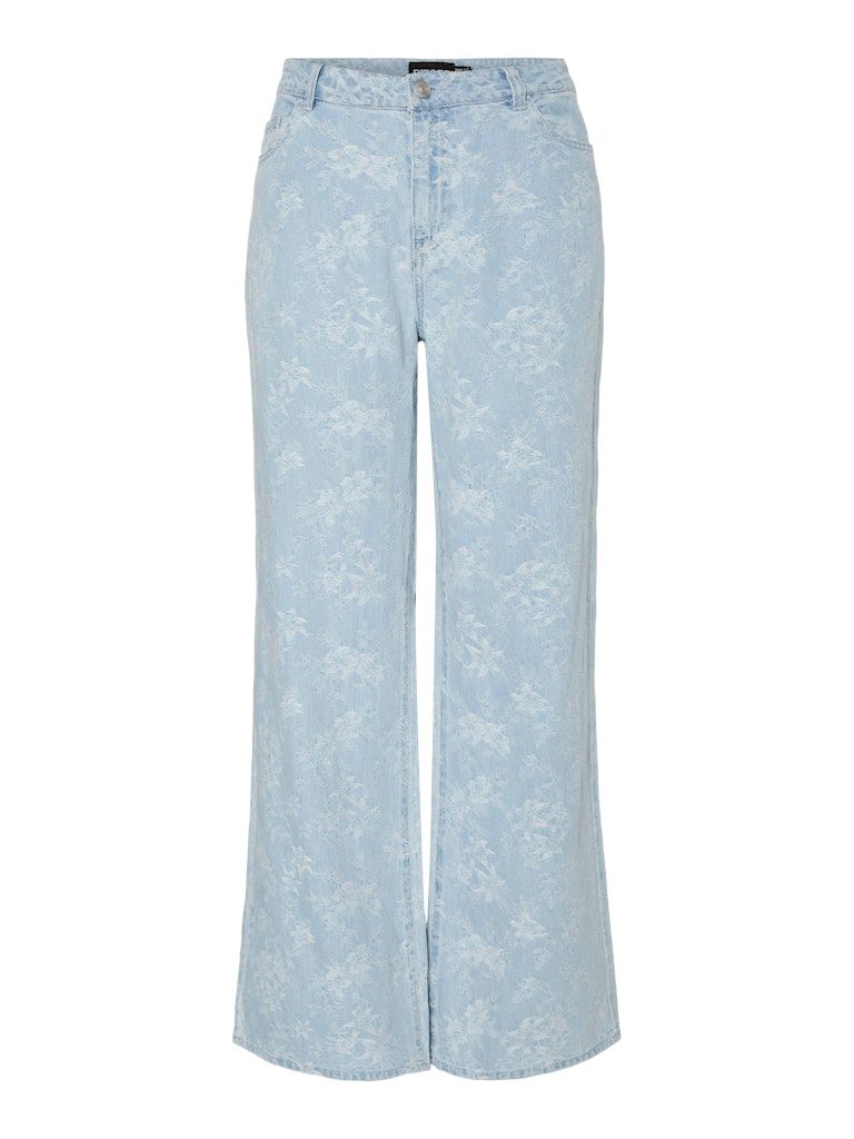 PCFELINE MW WIDE DENIM JEANS Light Blue Denim