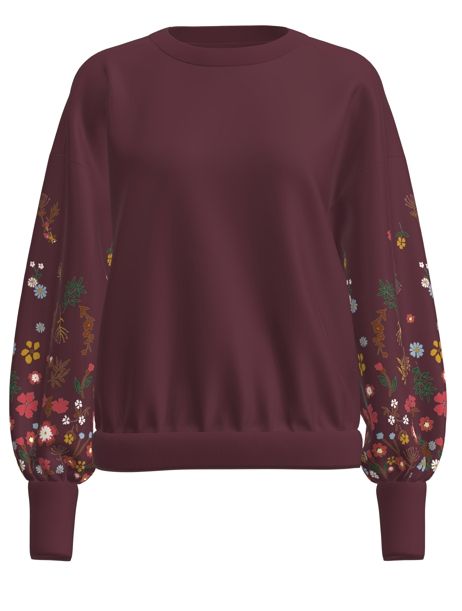 ONLBROOKE L/S O-NECK FLOWER SWT NOOS Windsor Wine/SLEEVE