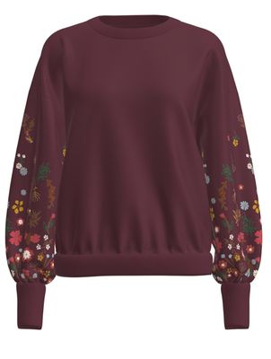 ONLBROOKE L/S O-NECK FLOWER SWT NOOS Windsor Wine/SLEEVE