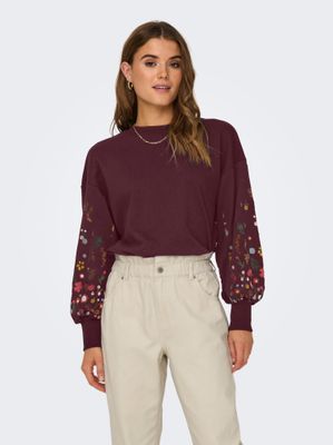 ONLBROOKE L/S O-NECK FLOWER SWT NOOS Windsor Wine/SLEEVE