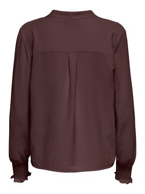 ONLMETTE V-NECK LS SMOCK TOP NOOS WVN Decadent Chocolate