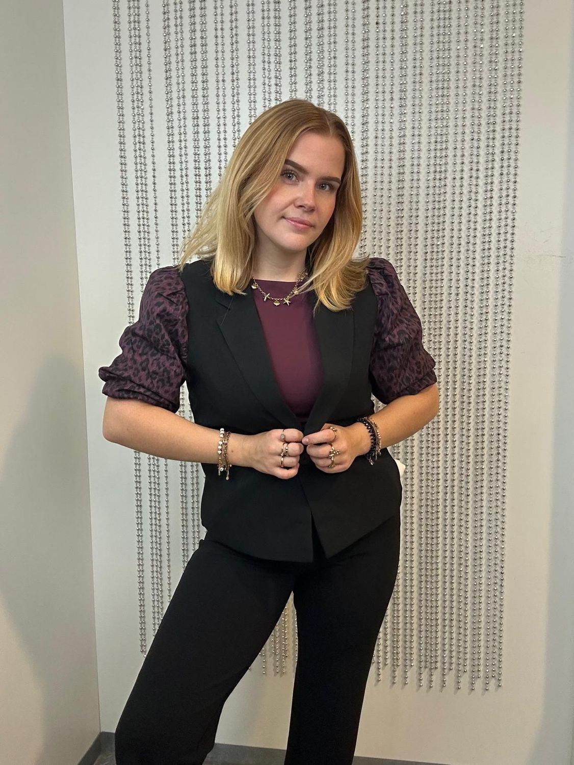 ONLMELLIE LIFE S/S MIX BLAZER TLR CS Black-WINE TASTING LEO SLEEVS