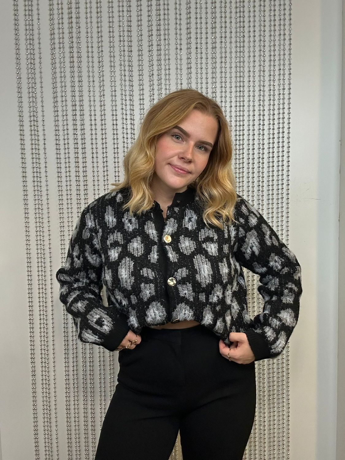 ONLSYBILLE LS JQ BUTTON CARDIGAN CS KNT Black-Light Grey Melange-Quiet