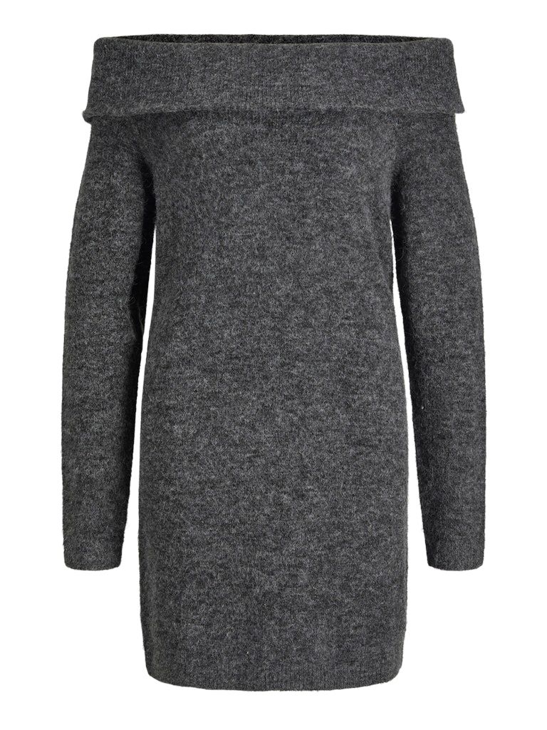 JXEVI OFF SHOULDER DRESS KNIT Dark Grey Melange